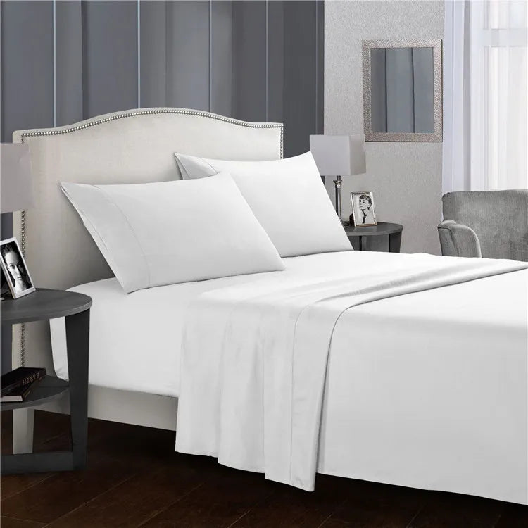 Factory Microfiber Polyester Soft Textile Pillow Case Home Hotel Plain Solid Pillow Cover Flat Sheet Fitted Bed Sheet Bedding