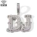 New Design Iced Out Initials Bling Zirconia Hip Hop Letter Necklace Personalised Name baguette Cz Bling Pendant Necklace