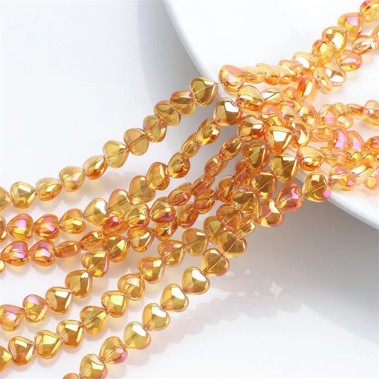 Hot Sale 8mm Heart Crystal Glass Pendant Diy  Necklace Bracelet Accessories Colorful Loose Beads