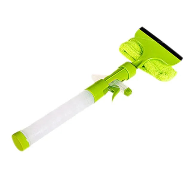 Multi-Function Long Handle Cleaning Brush Spray Water Bottle for Window Glass Wall Floor Scraper