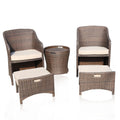 5-piece Faux Resin Wicker Small Space Outdoor Furniture PE Rattan Patio Bistro Set with Armchair Accent Table Stool for Balcony