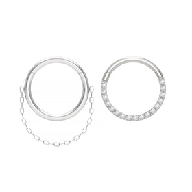 G23 Titanium Chain Hinged Segment CZ Nose Ring Septum Clicker Gold Plated Body Piercing Jewelry Fashion for Children's Wedding