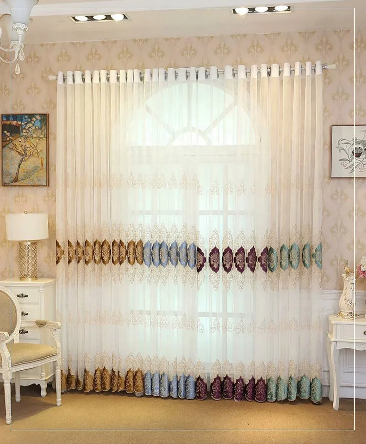 Hot Selling European Germany Turkish Sheer Embroidered Ready Made Wholesale Sheer Curtains for the Living Room Luxury