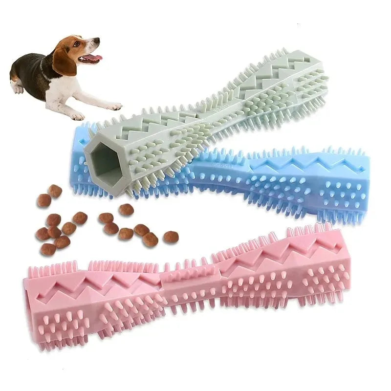 Durable Soft Rubber Dog Toothbrush Molar Chew Toy Cute Style Pet Toys for Tooth Cleaning and Massage with Toothpaste