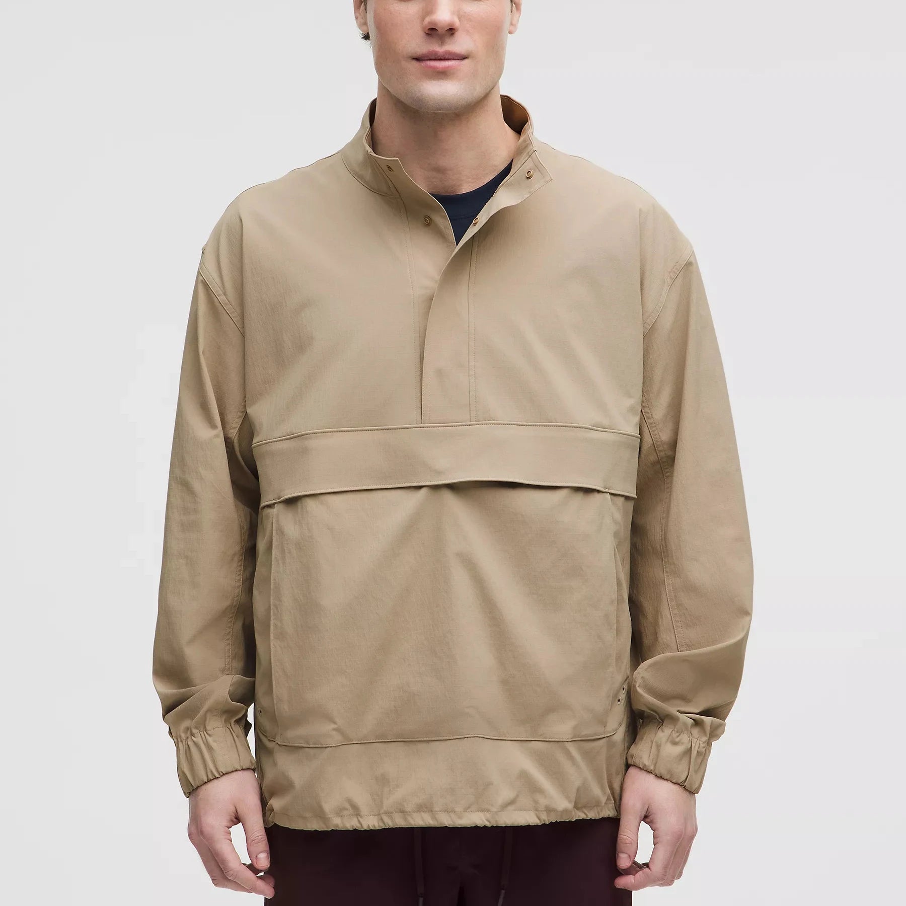 Men's Ripstop Relaxed Fit Jackets Snap-button Collar Front Pockets Jackets