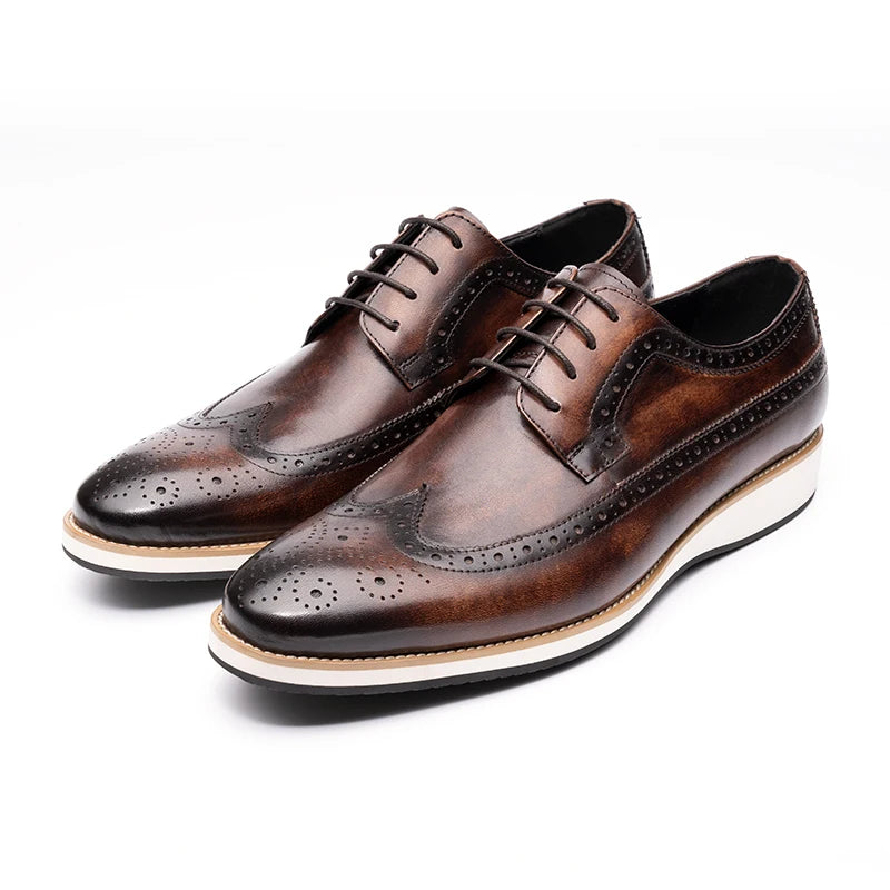 Handmade High Fashion Men's Derby Shoes Latest Design Leather Lace-up Comfortable Breathable for Office Business Casual Coffee