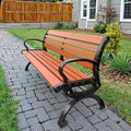 Modern Outdoor Patio Plastic Wood Bench Backrest Eco-Friendly Metal Frame Water Resistant Anti-corrosive Durable 4 Seating