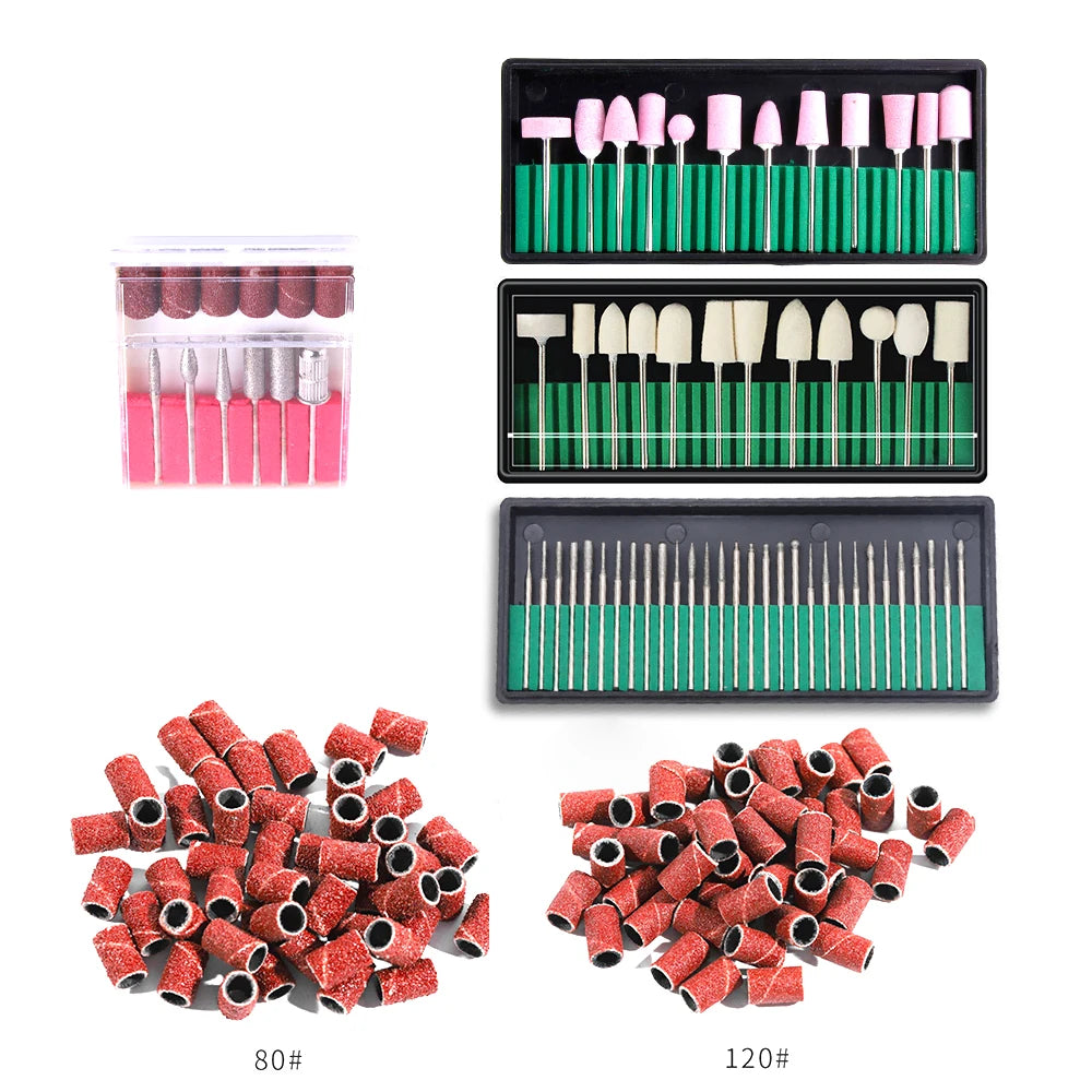 12/30pcs Double Sided Emery Quartz Nail Drill Bits with Soft Wool Stone Polish Head for Manicure Machine Accessories NAD045