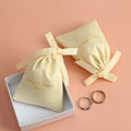 7x9cm Light Yellow Personalized Velvet Bag Soft Fabric Suede Drawstring Pouch For Jewelry Packaging With Grosgrain Ribbon Bow