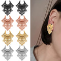 Evorte 316L Waterproof Stainless Steel Trendy Hollow Earrings Saddle Ear Tunnel Plugs Stretchers Expander Piercing 24K Jewelry