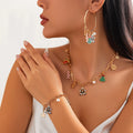 European American Luxury Fashion Jewelry Set Gold Plated Christmas Tree Necklace with Light Metallic Clavicle Chain Suit