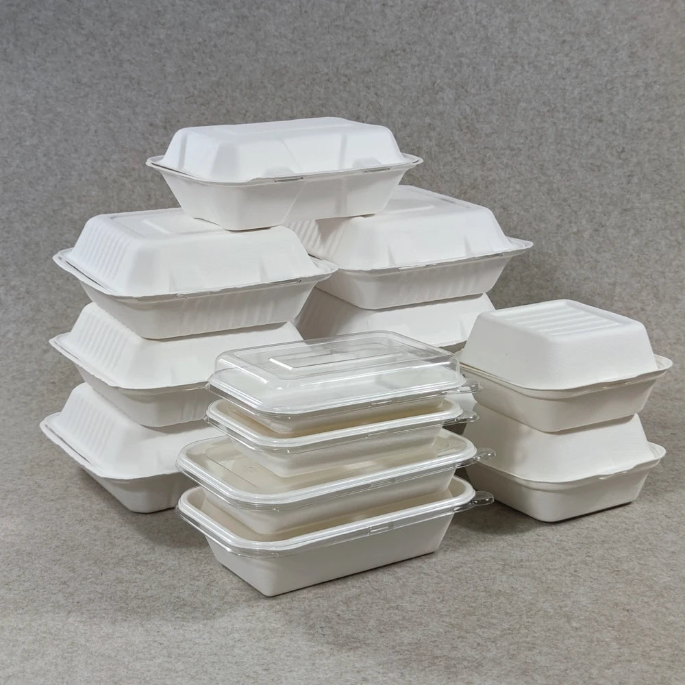 Biodegradable Disposable Sugarcane Bagasse Tableware Compostable Eco-Friendly Plastic Packaging Offset Printing Surface for