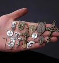 Mecrt Catholic Jewelry Accessories Virgin Mary Triangle Connector Charms Cross Pendant Raft Alloy Jewelry Necklace Anklet