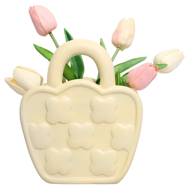 Creative Resin Handbag Vase Modern and Simple Home Floral Arrangement Hotel Entrance Desktop Decoration