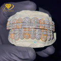 Factory Custom S925 Silver Two Tone Moissanite Grillz 8 on 8 Princess Cut Invisible Set Grillz for Teeth