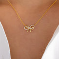 Women's Trendy INS-Style Rhinestone Necklace Simple Versatile Butterfly Bow Pendant Fashionable Alloy Gift Necklace Small Dainty