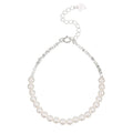 S925 Sterling Silver Fashion Jewelry Wholesale Rough & Imperfected Nuggets Chain Pearl Bracelet for Women
