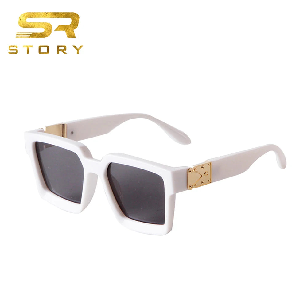 STORY T114 Retro Steampunk Square Sunglasses Men Women Vintage Leopard Thick Frame Hip Hop Luxury Brand Designer Sun Glasses
