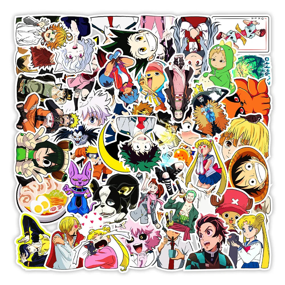 50Pcs Anime Character Mixed Cartoon Graffiti Sticker for Boy Bottle Laptop Phone Waterproof Vinyl Car Sticker