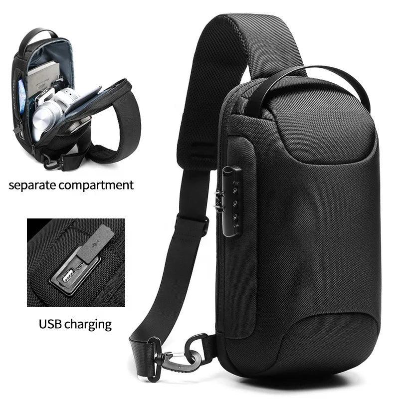 Factory Wholesale Waterproof Fashion Anti Theft Crossbody Chest Shoulder Sling Bag for Men
