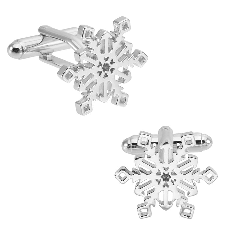 Wholesale Snowflake Elegant Novelty Cufflinks Custom Men Suit Shirt Fashion Accessory Wedding Tuxedo Trendy Jewelry Gift Set