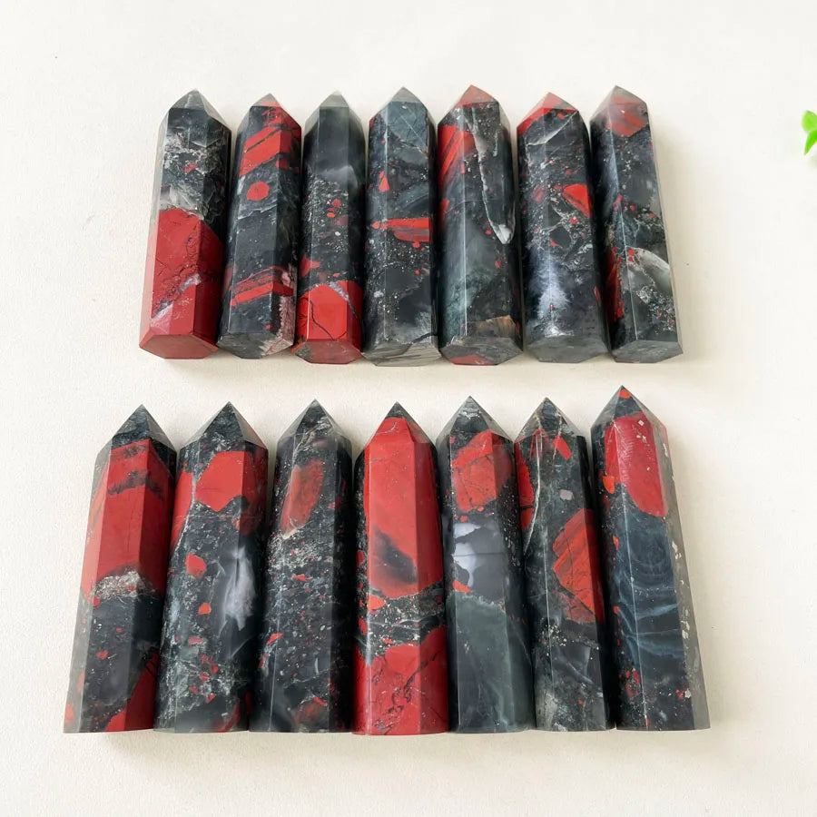 Wholesale Natural Crystal Bloodstone Wands African Blood Stone Points for Meditation