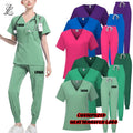 Summer Beauty Salon Female Doctor Jogger Two Piece Custom Sublimation Logo Hospital Medical Scrubs Nursing Scrubs Uniforms Sets