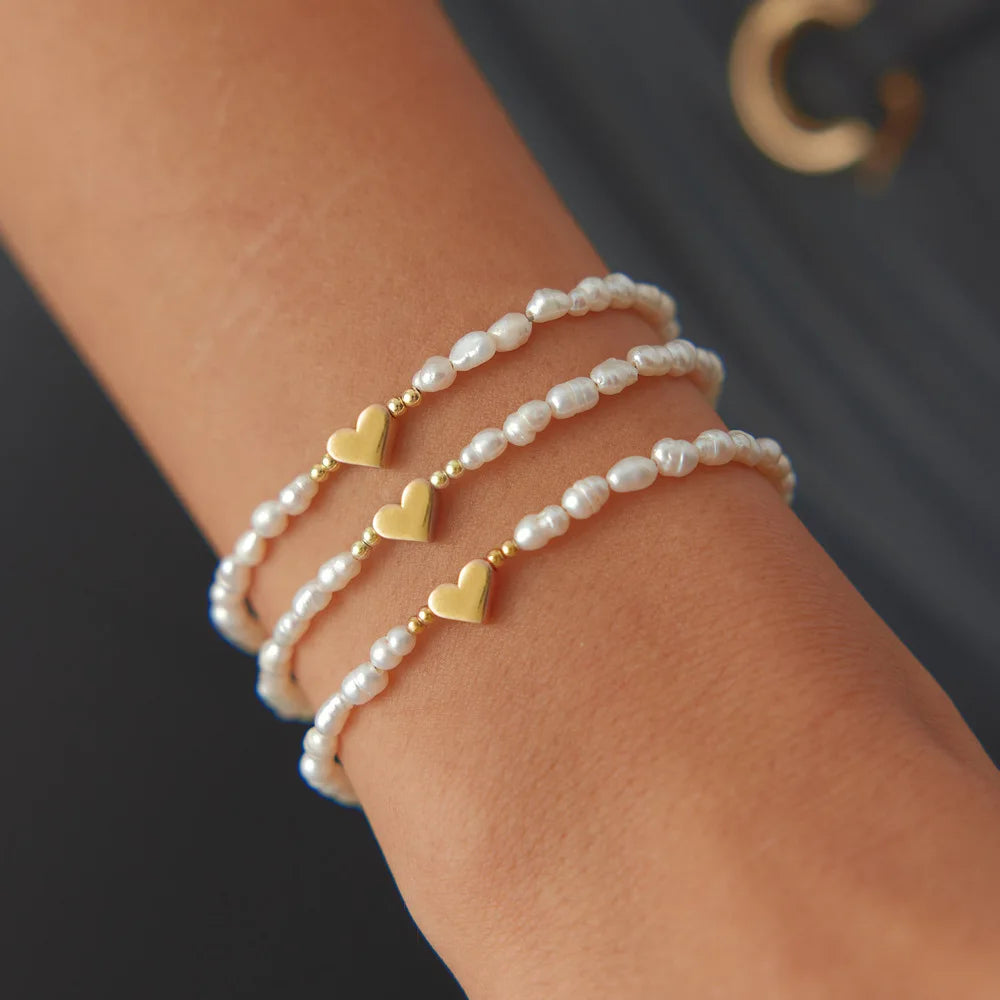 Fashion Valentine's Gift Fresh Style Heart Bracelet Star Moon Jewelry Simple Pearl Bracelet for Women