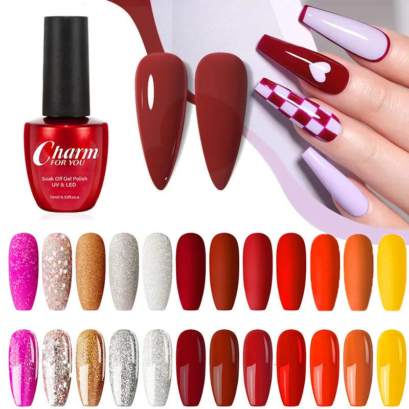 23 Color Glitter UV Gel Nail Polish Glitter Sequins Soak Off UV Gel Nail Polish