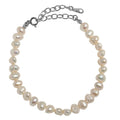 Melynn New Baroque Pearl Bracelet 925 Sterling Silver Rhodium Plated Pearl Beaded Bracelet for Women