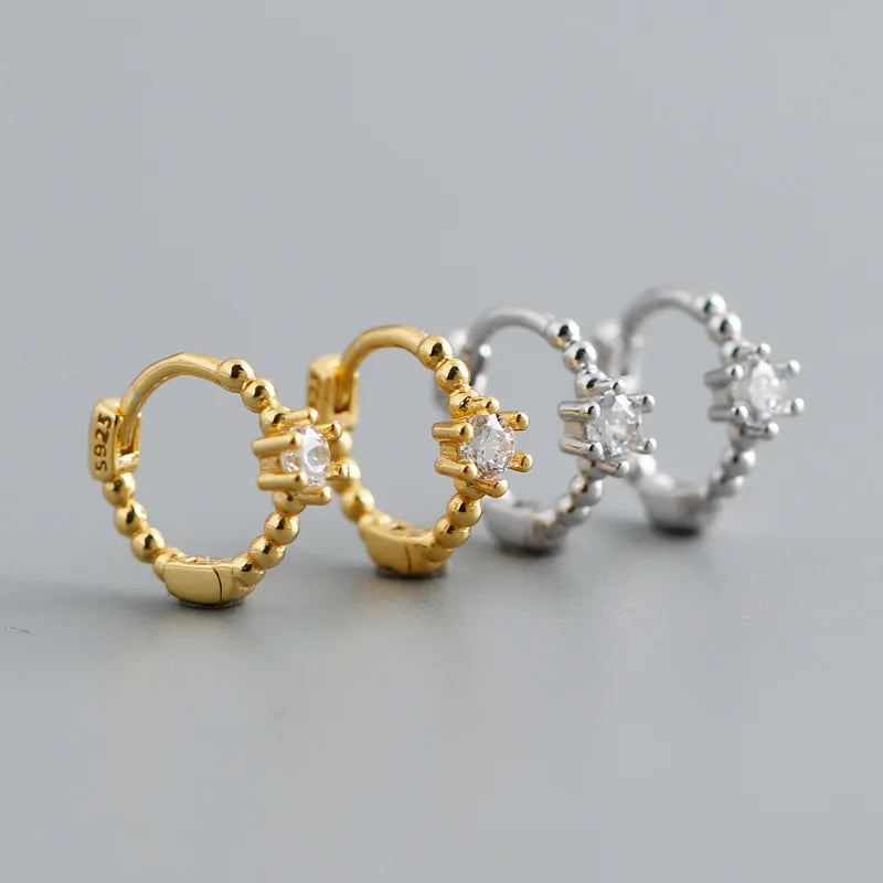 Wholesale Hooks Trendy Vintage S925 Sterling Silver Insert Zircon Versatile Hoop Earrings for Women