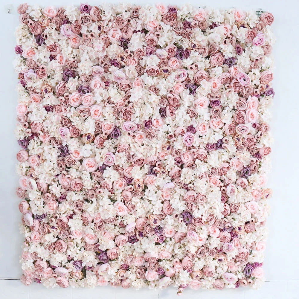 M-1393 OULI Wedding Home Party Wall Decorations Stage Backdrop 5D/8D Rose Hydrangea Artificial Silk Roll up Flowers Wall MegaBDM