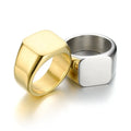Geometric Jewelry Simple Custom Logo Letter Rings Square Shape River for Women Men Dome Band Ring Wholesale