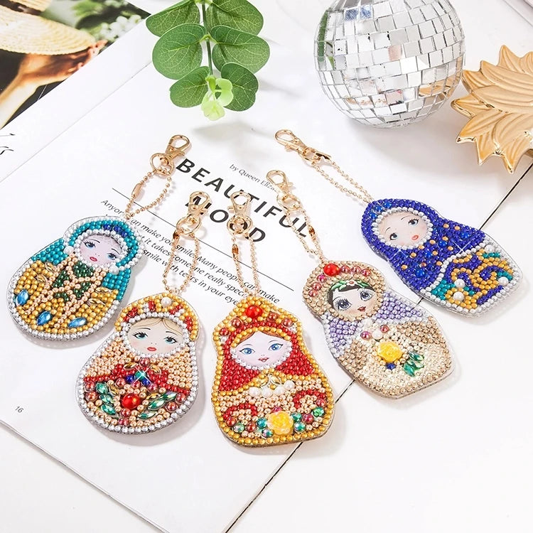 A-2020Handmade Key Ring Bag Pendants Diamond Cross Stitch Craft Christmas Gift 3D DIY Crystal Diamond Painting Key Chain