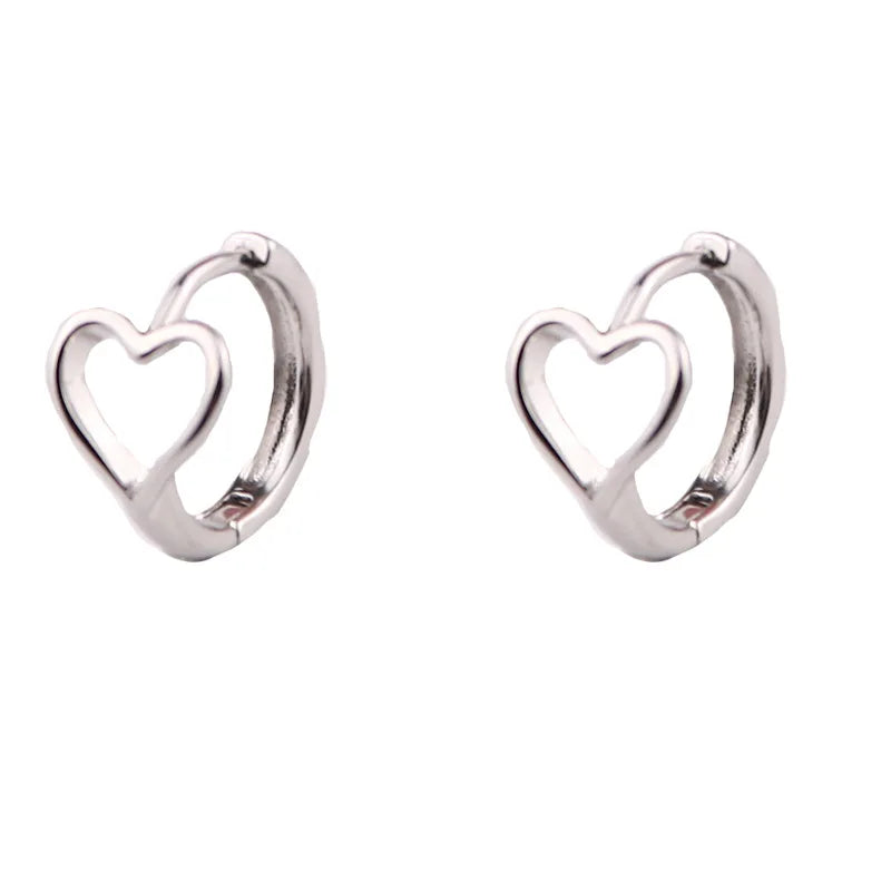 2023 NEW INS 925 Sterling Silver Heart Shape Hoop Earrings Jewelry for Women