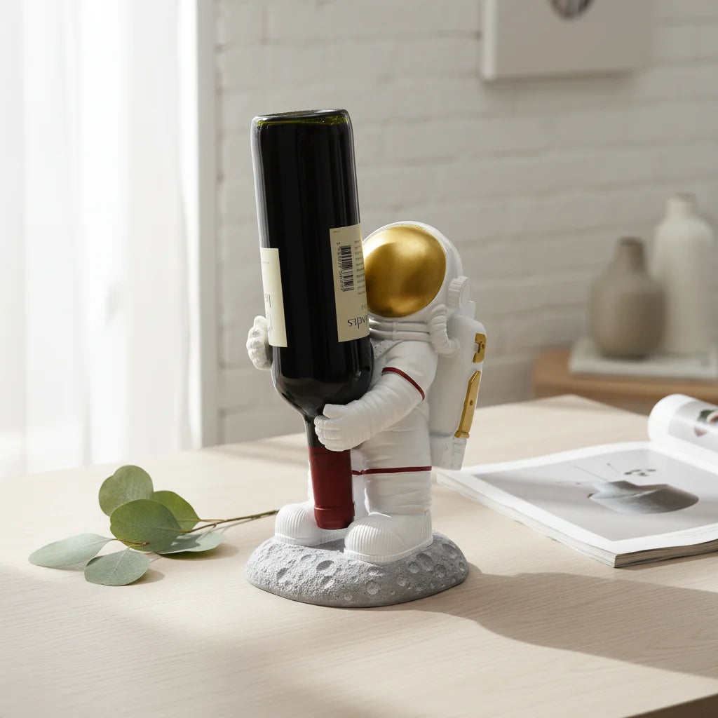 Novelty Display Resin Craft Decoration Wine Glass Holder Funny Astronaut Statue Wine Bottle Holder