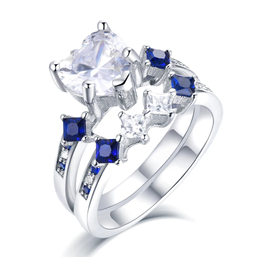 Jewelry Manufacturers Fashion Temperament  Women Set of Rings Big Gemstone Ring 925 Square Shape Rings