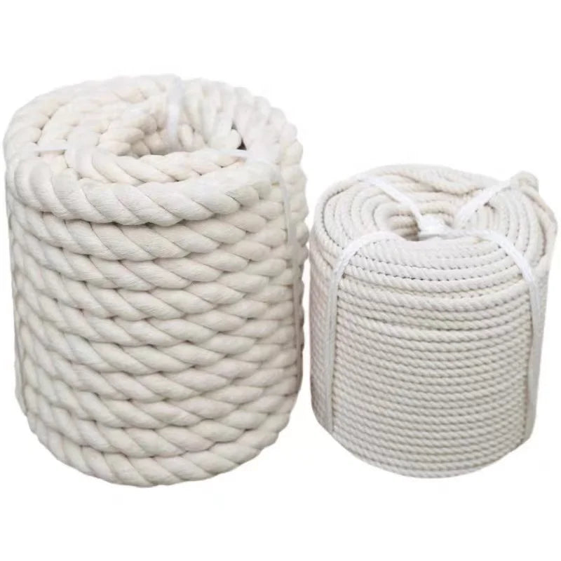 Natural Color 3mm-30mm Twist Rope 100% Cotton Rope Soft Round String for DIY Craft Wall Decoration