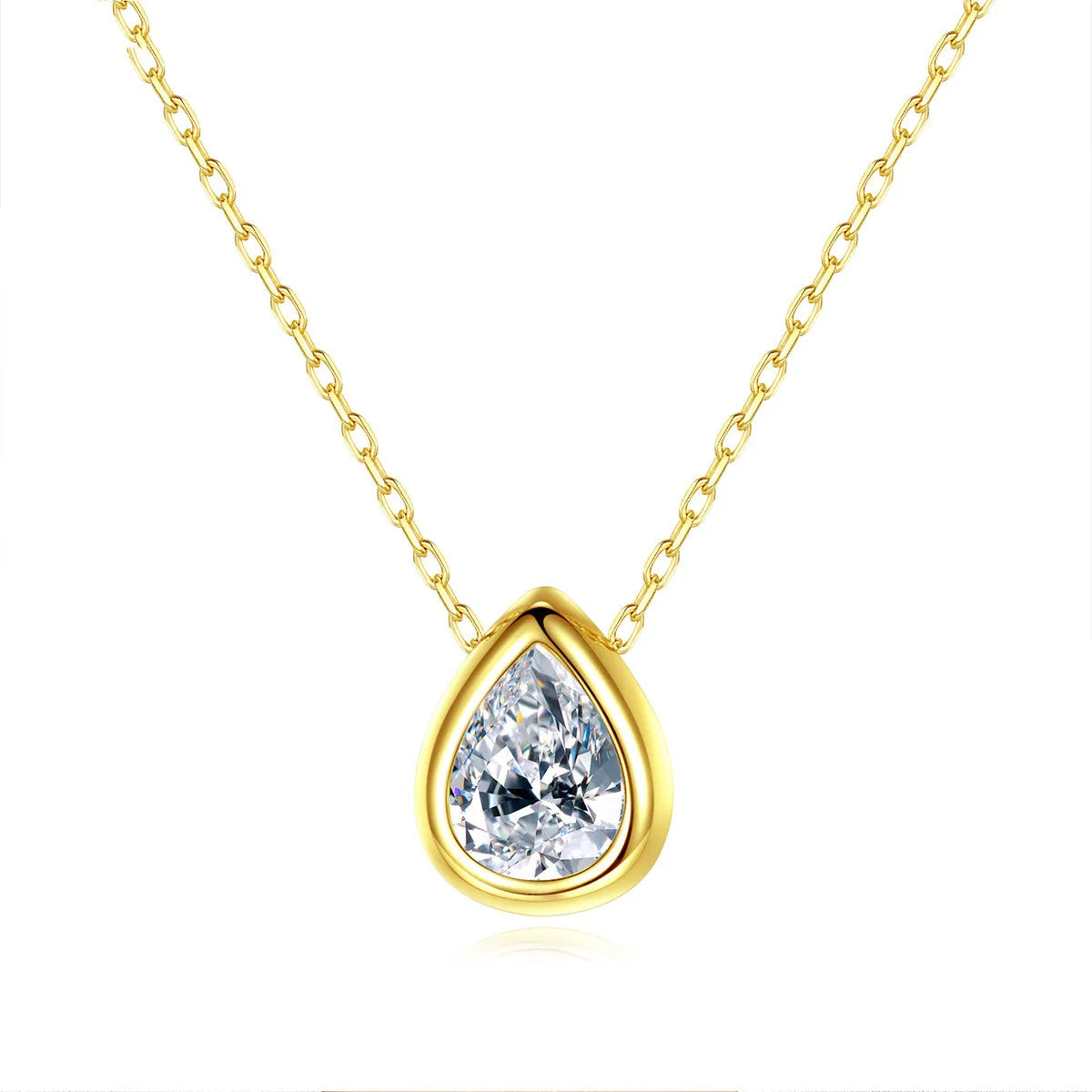 Simple Gold Plated Sterling Silver Waterdrop Pendant Necklace S925 Sterling Silver CZ Teardrop Necklace for Party