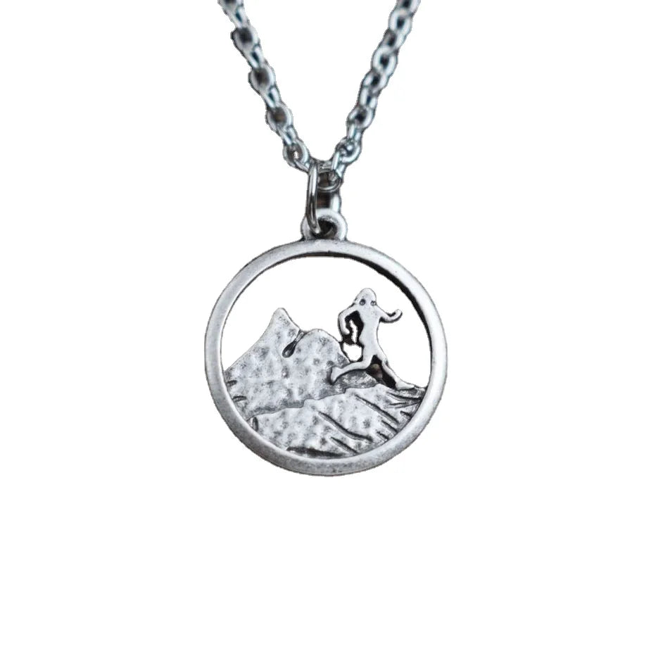 Runner Boy Charm Mountains Running Pendant Trail Running Outdoors Nature Hiking Comping Jewelry