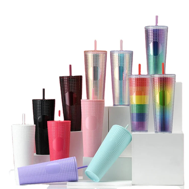 Creative 710ml Corn Straw Cup for Reusable Eco-Friendly Plastic Tumbler Drinkware Cups with Lids and Straws