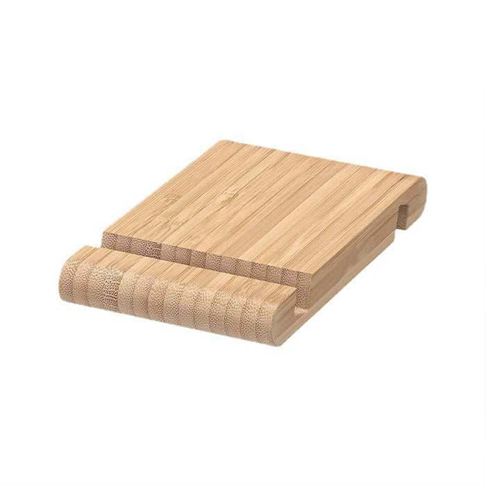 Advertising Gift Double Groove Bamboo Desk Cell Phone and Tablet Stand Holder