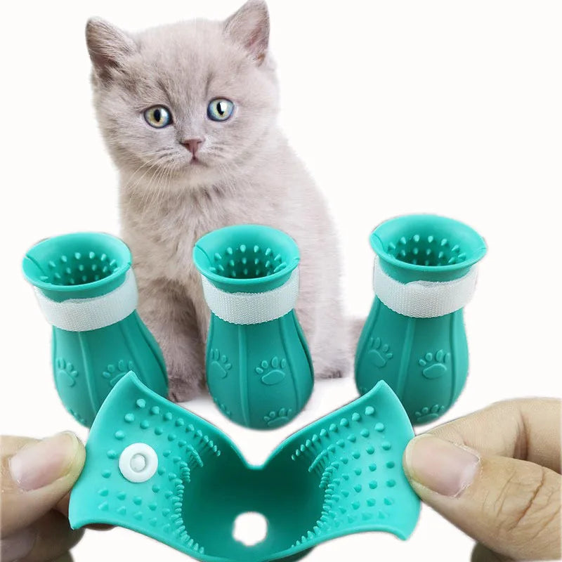 Wholesale Waterproof Soft Silicone Anti Scratch Pet Cat Safety Shoes