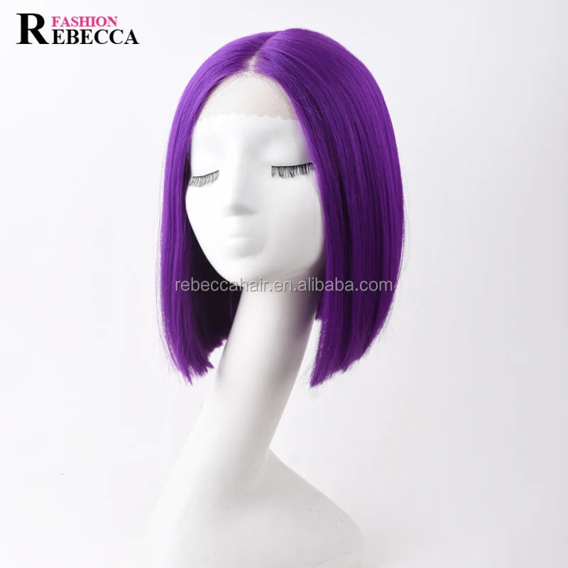 Rebecca Fashion hd Cheap Short Lace Front Synthetic Hair bob Wigs for Women Synthetic Wig with Lace Front