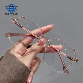 Teenyoun 2024 Ultralight Large Frame Square Flat Lens Optical Wholesale Tr90 Blue Blocking Computer Eyeglasses Frame