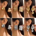 New Arrival Exaggerated Smooth Alloy Heart Stud Earrings Personality Irregular Square Fashion Earrings for Women