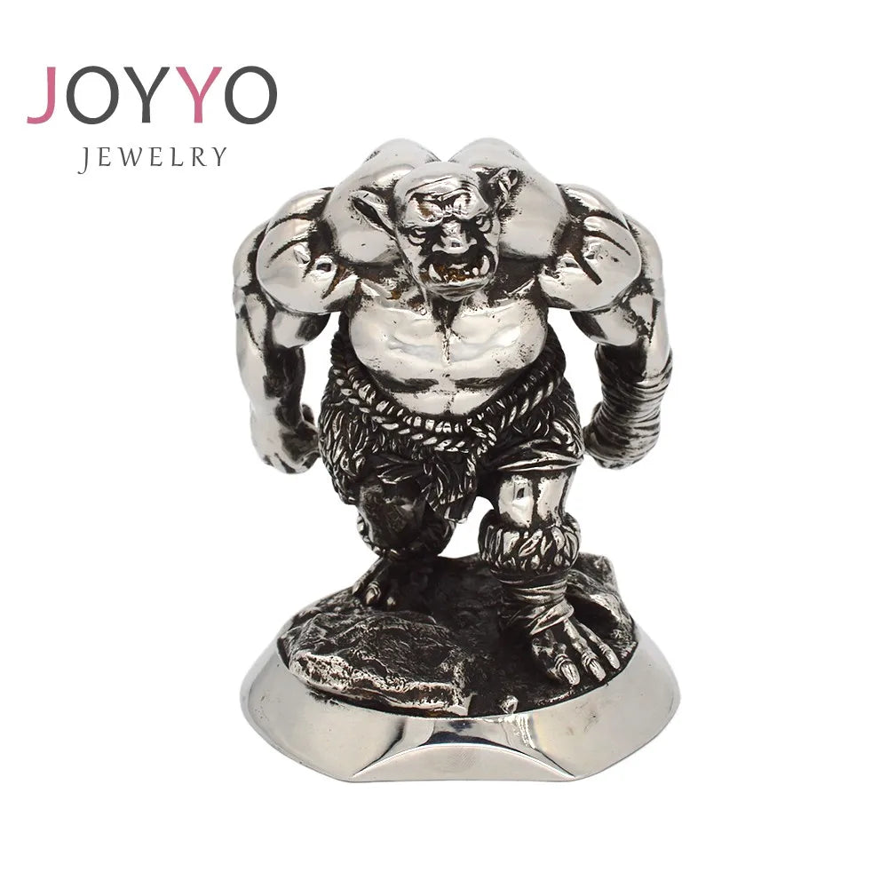 2024 Personalized Design Custom Best Selling Exquisite Realistic Stainless Steel Silver Plated Vintage Ferocious Orcs Statue