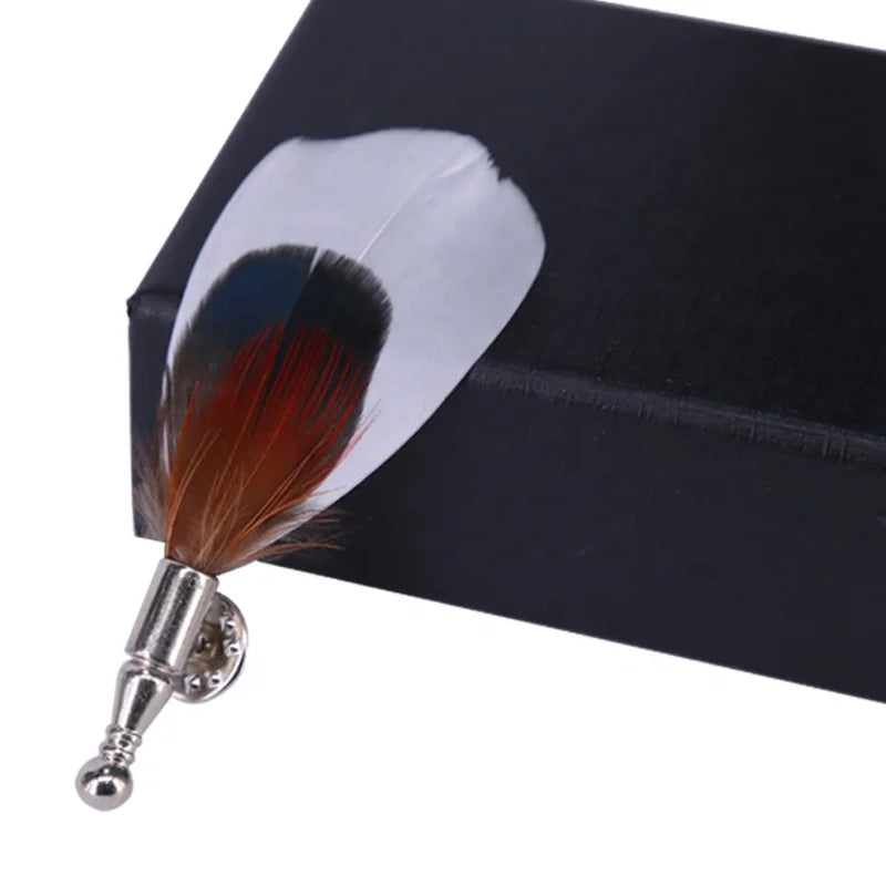 Wholesale Colorful Feather Flower Brooch Lapel Pin for Mens Suits
