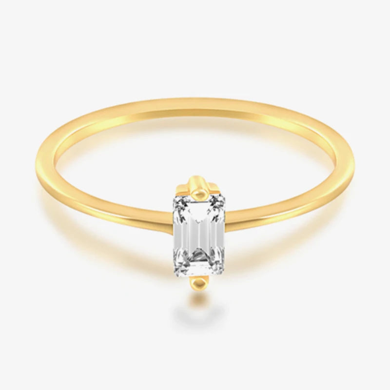 ROXI 18K Gold S925 Sterling Silver Trapezoidal Cubic Zirconia Close Ring for Women