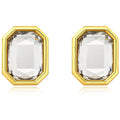 2022 New High-quality Jewelry Metal Gold-plated Engraved Logo Super Flash Crystal Square Diamond Earrings for  Women